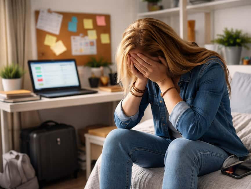 Stressed international student struggling to find student housing in the Netherlands